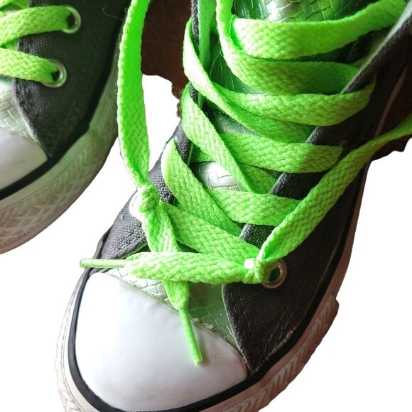 Converse All Star Hi Bow Back Snakeskin Neon Green Lace Up High Top Sneaker 11 - Picture 10 of 13